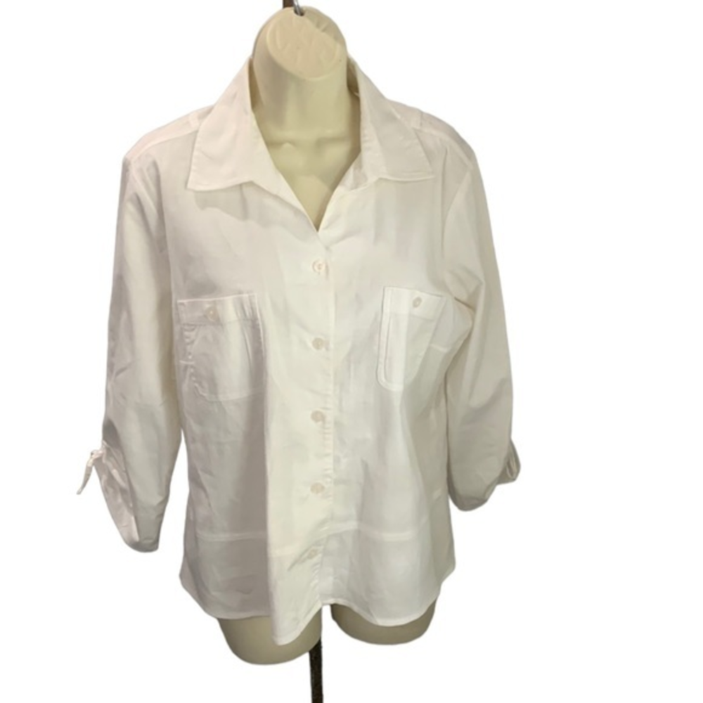 Christopher and Banks White Cotton Button Down Jacket Size XL